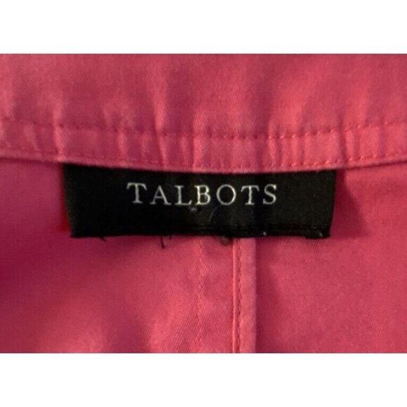 Talbots Womens Jacket Sz XL Pink Coral Button Up Pockets Cotton Long Sleeve - Picture 5 of 11